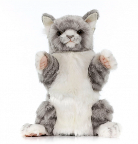 Мягкая игрушка - Кот жаккардовый, игрушка на руку, 28 см. (Hansa, 7163)